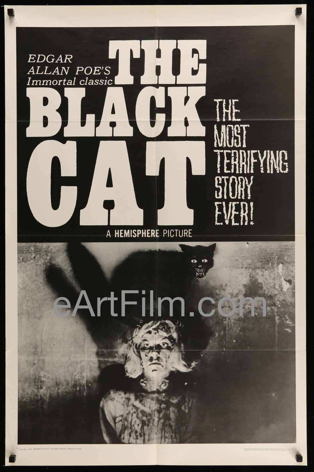 eArtFilm.com U.S One Sheet (27"x41")-Original-Vintage-Movie-Poster Black Cat-Edgar Allen Poe-Robert Frost-Robyn Baker-Sadie French-Horror-27x41-1966