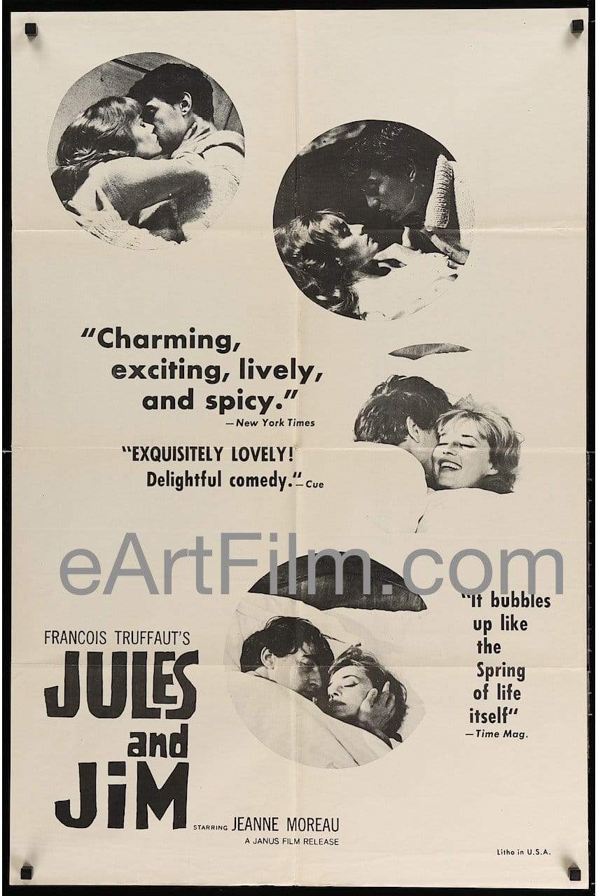 eArtFilm.com U.S One Sheet (27"x41")-Original-Vintage-Movie-Poster Jules And Jim-Jules Et Jim-1962-27x41-Original US Release One Sheet