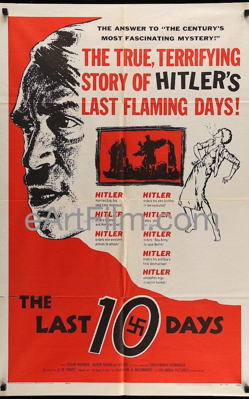 eArtFilm.com U.S One Sheet (27"x41")-Original-Vintage-Movie-Poster Last Ten Days-Der Letzte Akt 1956 27x41 Original Movie Poster G.W. Pabst