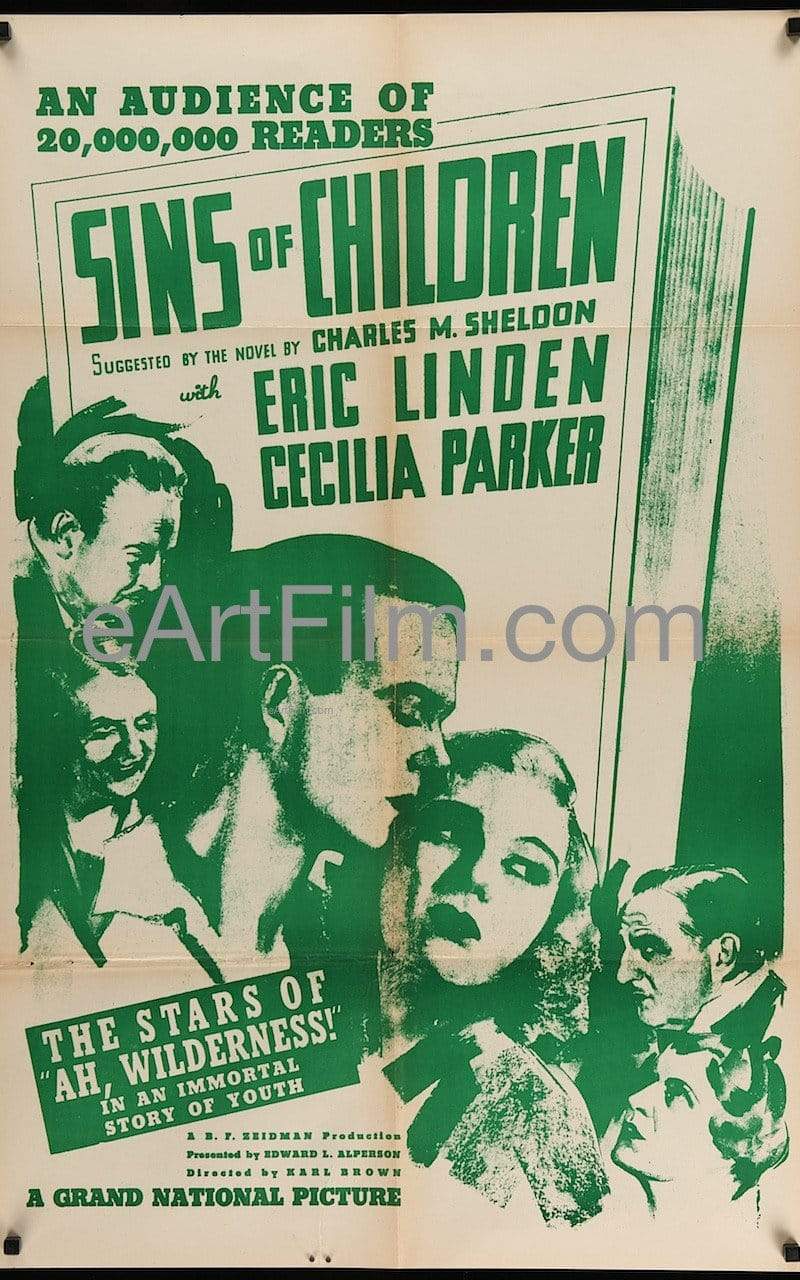 eArtFilm.com U.S One Sheet (27"x41")-Original-Vintage-Movie-Poster Sins Of Children aka In His Steps 1940 27x41 Rerelease One Sheet United States