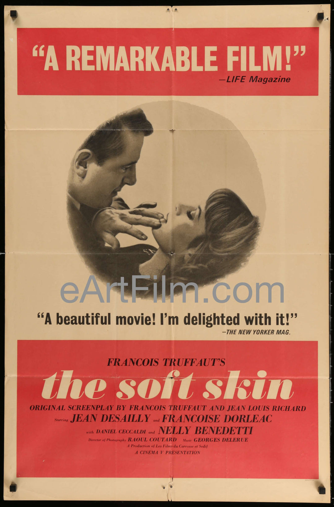 eArtFilm.com U.S One Sheet (27"x41")-Original-Vintage-Movie-Poster Soft Skin-Francois Truffaut-Jean Desailly-Francois Dorleac-27x41