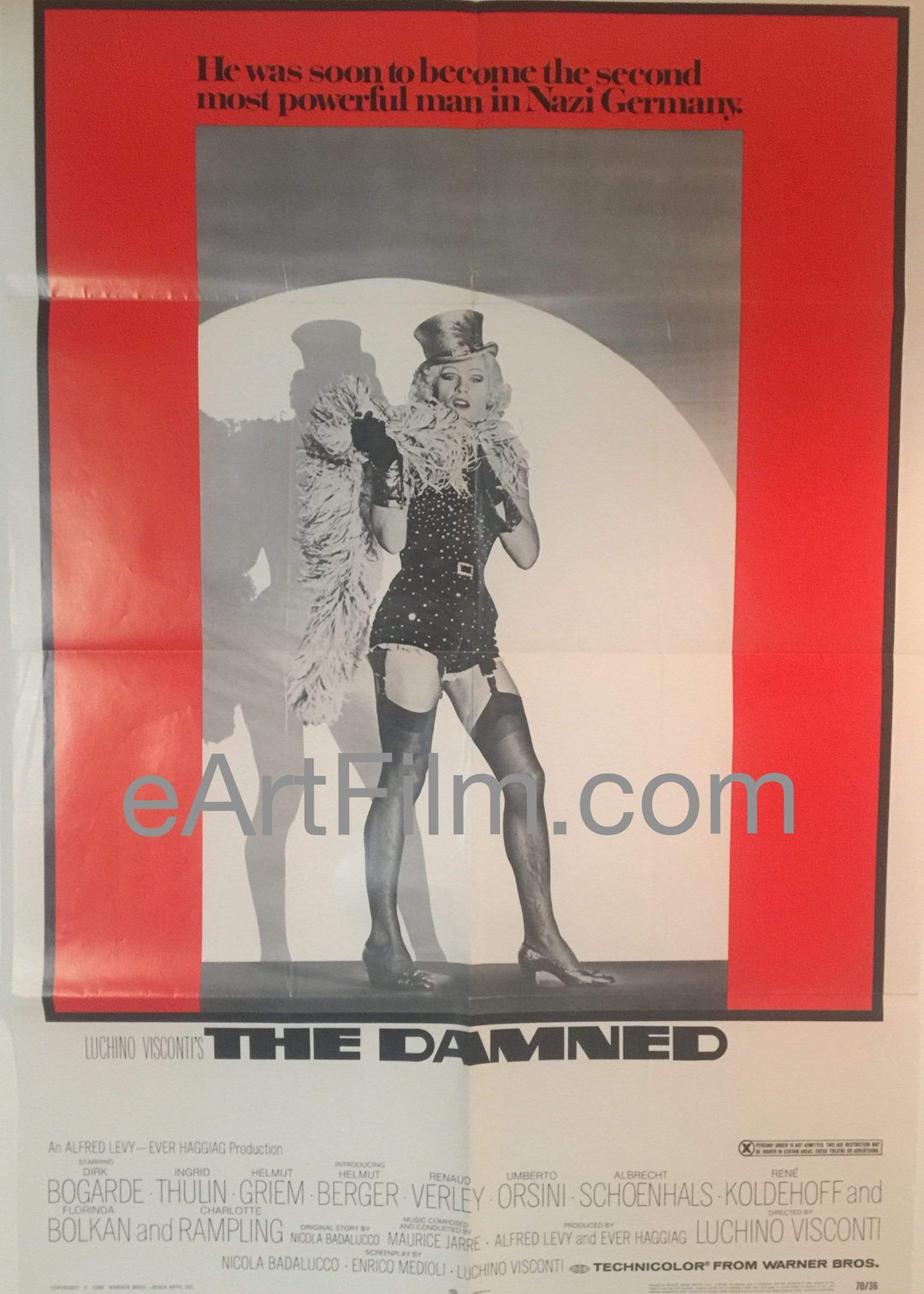 eArt/Film U.S One Sheet (27"x41")-Original-Vintage-Movie-Poster "X" Rated Visconti's-The Damned-1969-27x41-Dick Bogarde-Charlotte Rampling-X Rated