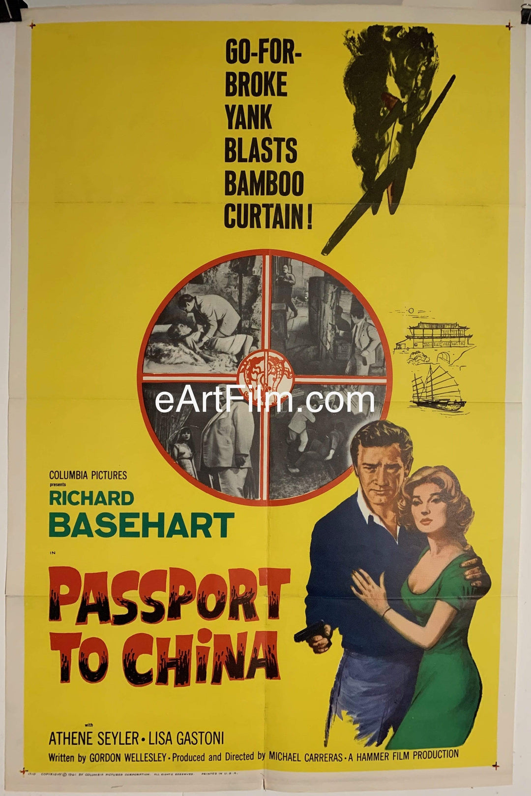 eArtFilm.com U.S One Sheet (27"x41") Passport To China 1961 27x41 Richard Basehart Asian espionage crime thriller