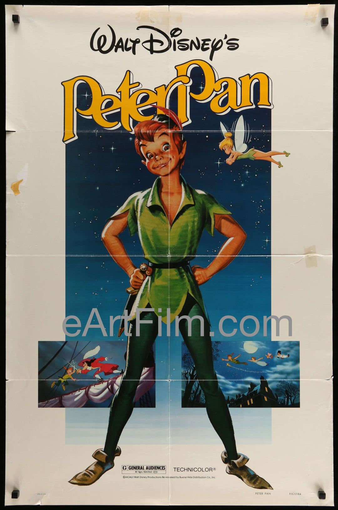 eArtFilm.com U.S One Sheet (27"x41") Peter Pan-Walt Disney-Bobby Driscoll-Kathryn Beaumont-R82-27x41