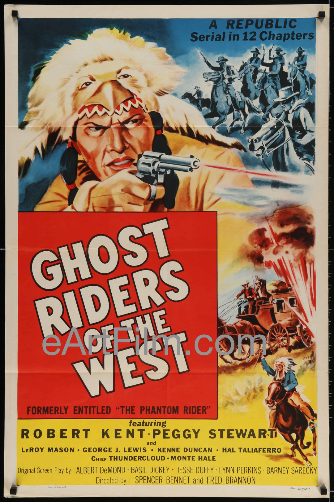 eArtFilm.com U.S One Sheet (27"x41") Phantom Rider aka Ghost Riders Of The West original movie poster Republic serial