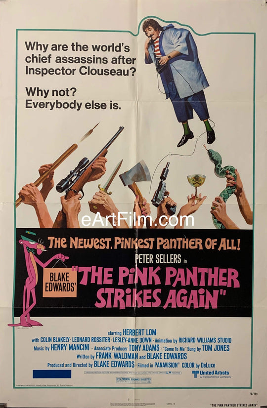eArtFilm.com U.S One Sheet (27"x41") Pink Panther Strikes Again vintage movie poster 1976 27x41 Peter Sellers comedy