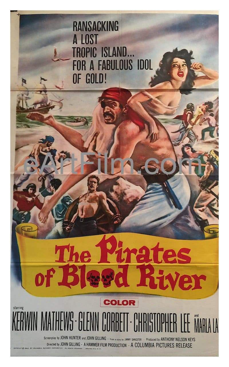 eArtFilm.com U.S One Sheet (27"x41") Pirates Of Blood River 1962 27x41 Original U.S One Sheet
