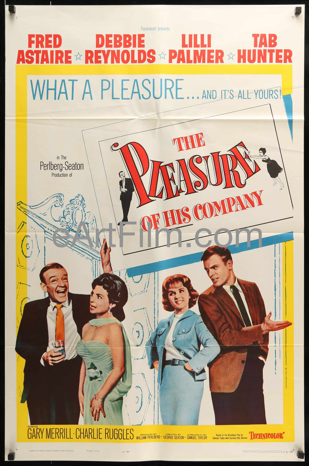 eArtFilm.com U.S One Sheet (27'x41) Pleasure Of His Company, The-Fred Astaire-Debbie Reynolds-Lilli Palmer-Tab Hunter