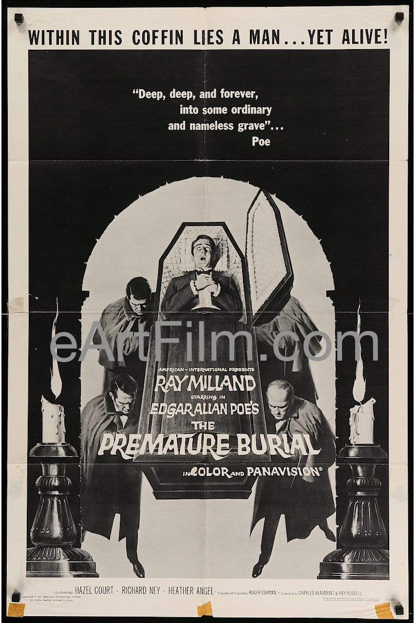 eArtFilm.com U.S One Sheet (27"x41") Premature Burial-1962-27x41-Edgar Allen Poe-Roger Corman-Ray Milland
