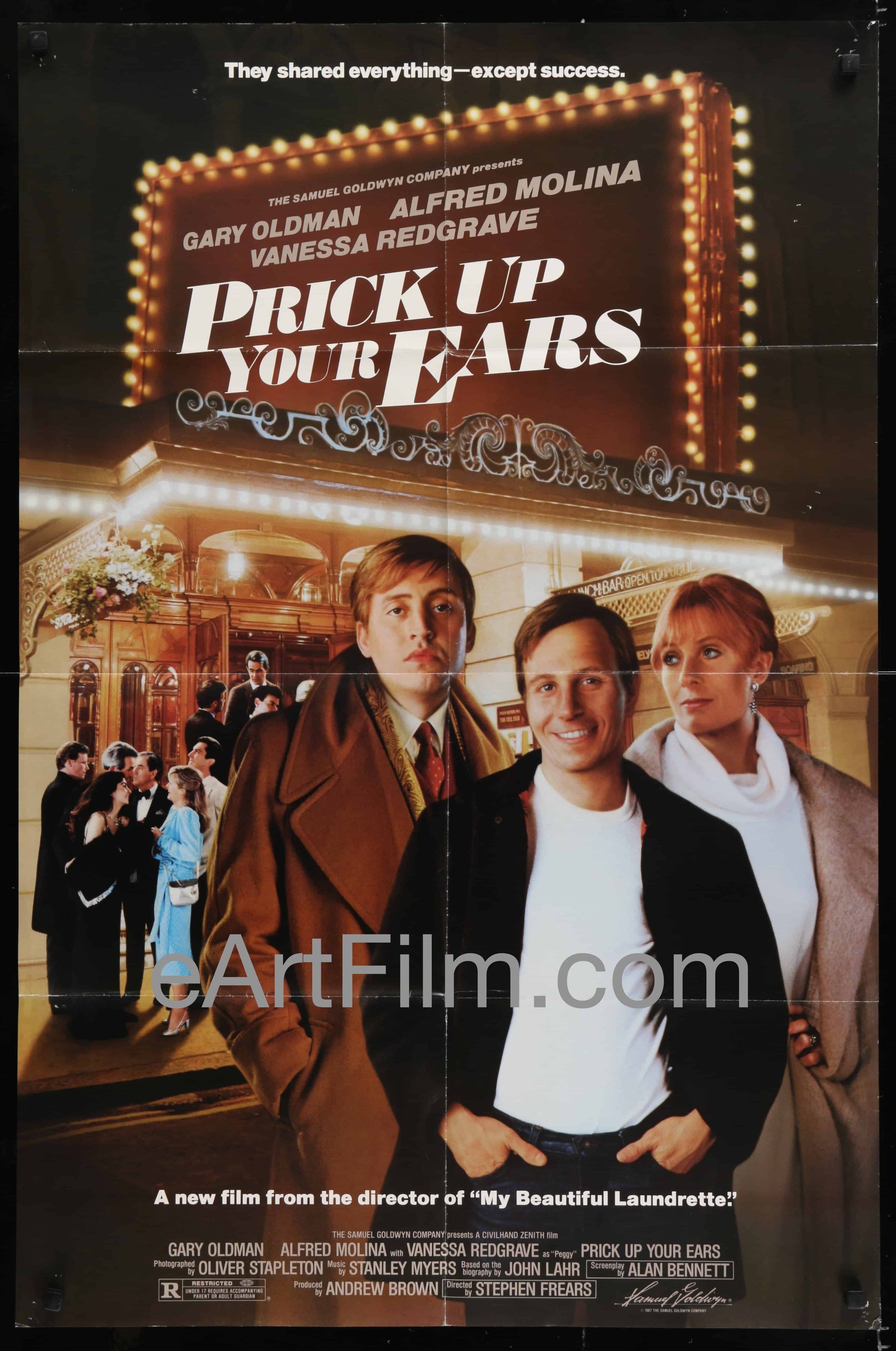 eArtFilm.com U.S One Sheet (27"x41'') Prick Up Your Ears vintage movie poster 1987 27x41 Oldman Redgrave