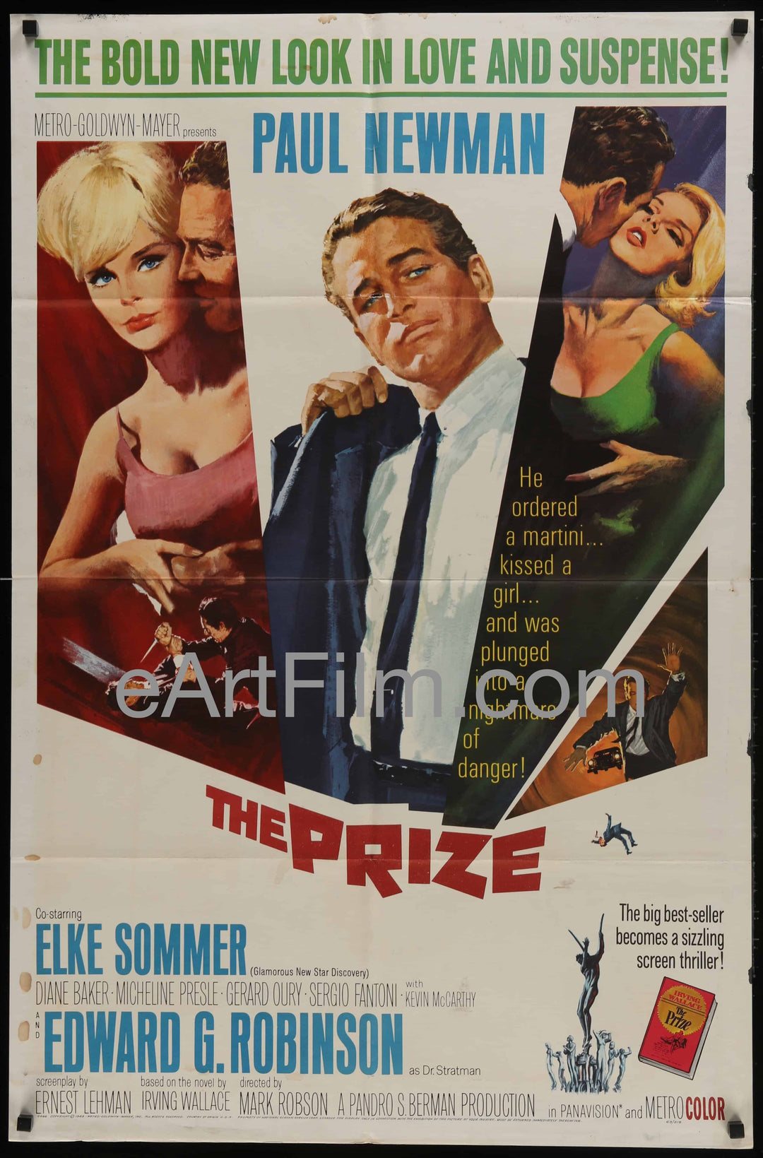 eArtFilm.com U.S One Sheet (27"x41") Prize, The-Paul Newman-Elke Sommer-Edward G Robinson-1963-27x41