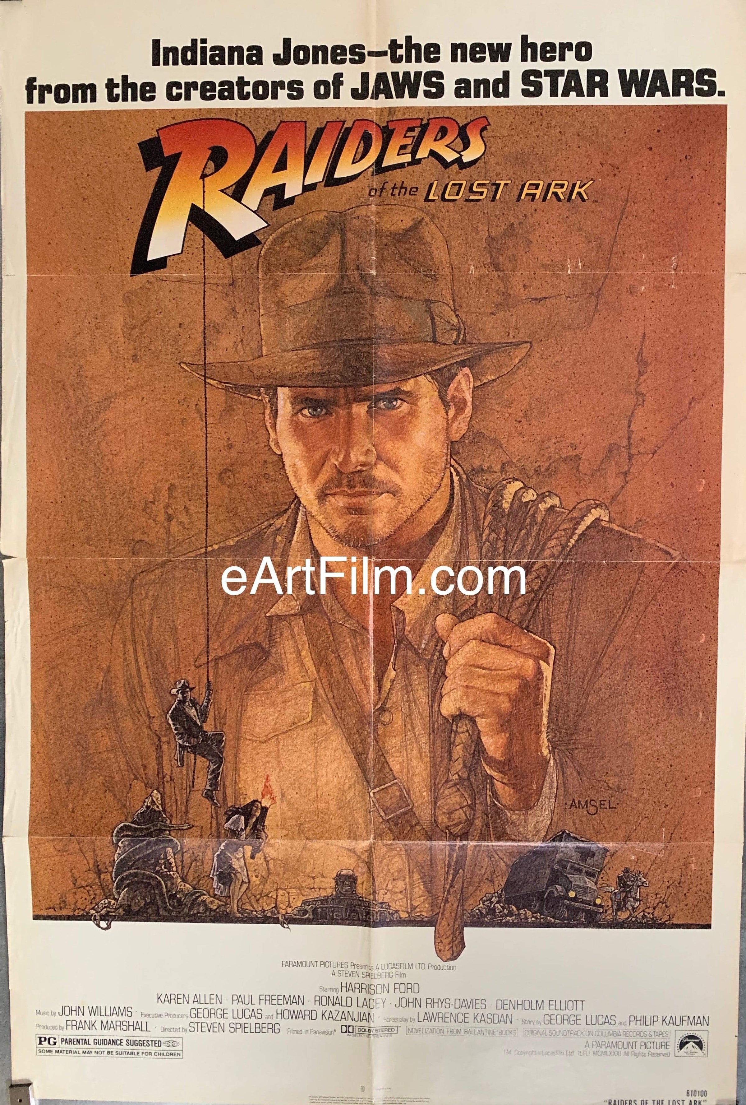 eArtFilm.com U.S One Sheet (27"x41") Raiders Of The Lost Ark 1981 27x41 Original U.S One Sheet