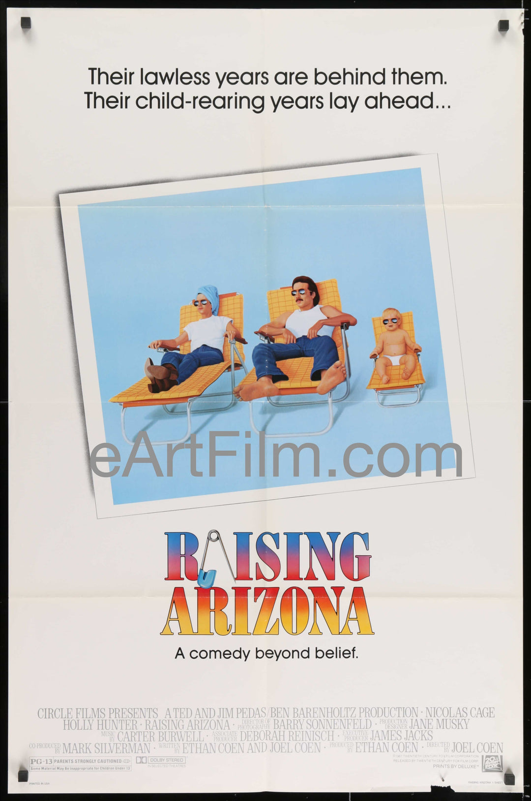 eArtFilm.com U.S One Sheet (27"x41") Raising Arizona-Coen Brothers-Nicolas Cage-Holly Hunter-27x41-1987