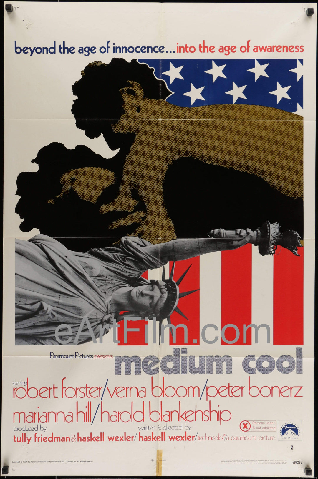 eArtFilm.com U.S One Sheet (27"x41") Rated "X" Medium Cool-Haskell Wexler-Robert Forster-Verna Bloom-X Rated Classic-1968-27x41