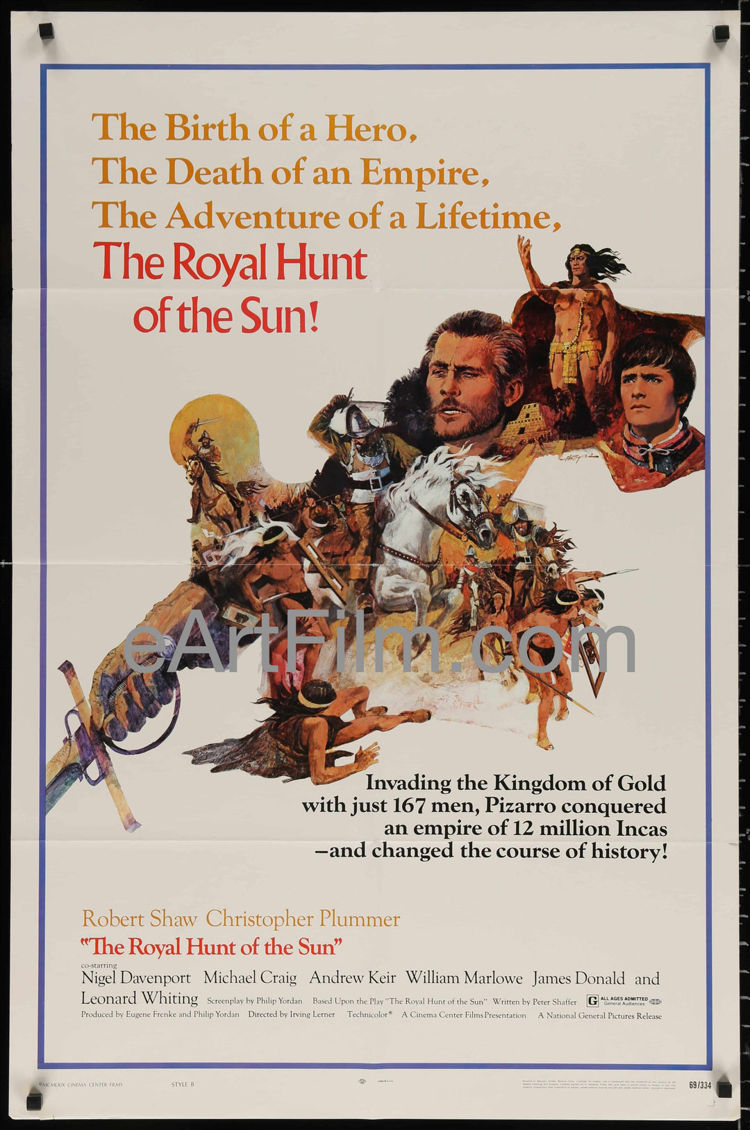 eArtFilm.com U.S One Sheet (27"x41") Royal Hunt Of The Sun vintage movie poster 1969 27x41 Christopher Plummer