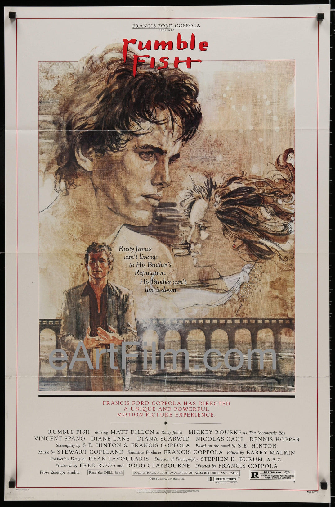 eArtFilm.com U.S One Sheet (27"x41') Rumble Fish Francis Ford Coppola Matt Dillon 1983 27x41 movie poster