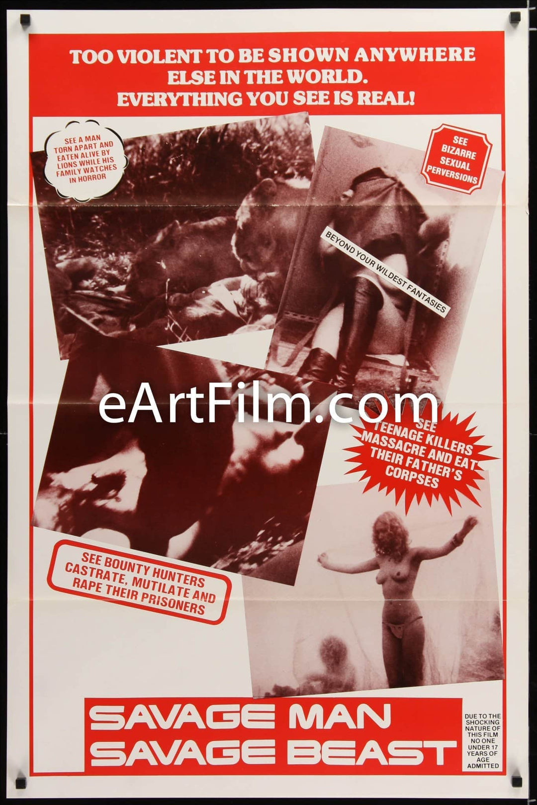 eArtFilm.com U.S One Sheet (27"x41") Savage Man-Savage Beasts-1978-27x41-Grindhouse Sexploitation