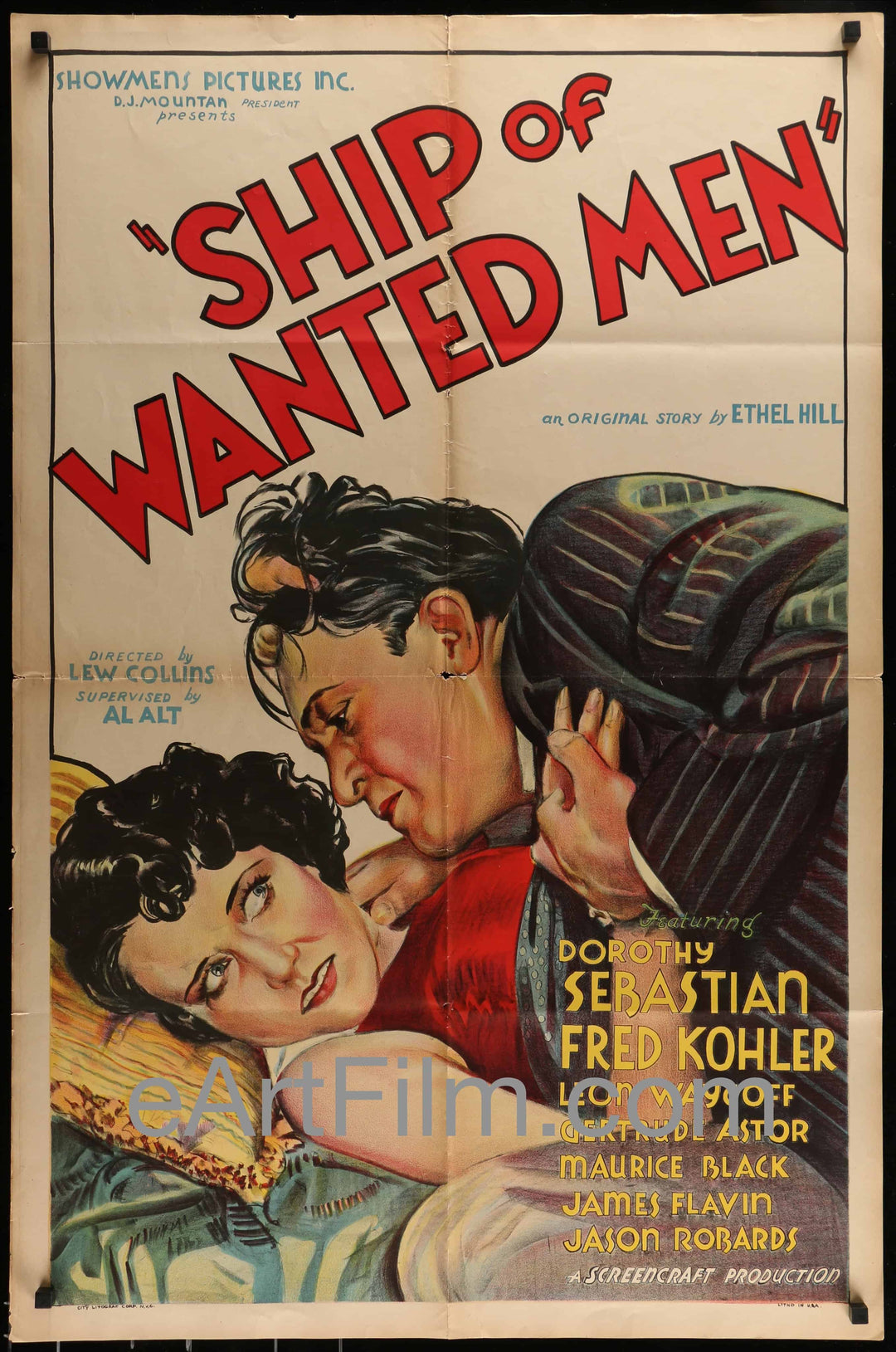 eArtFilm.com U.S One Sheet (27"x41") Ship Of Wanted Men-Dorothy Sebastian-Gertrude Astor-Jason Robards-1933-27x41