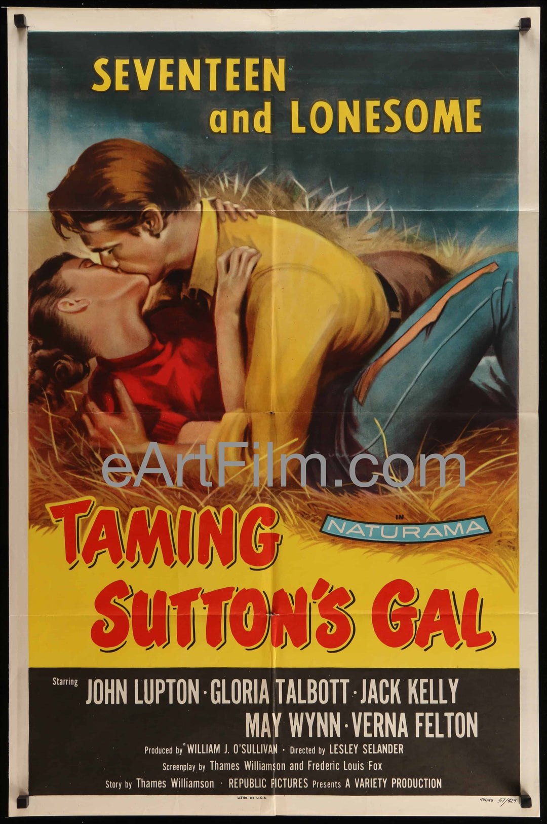 eArtFilm.com U.S One Sheet (27"x41'') Taming Sutton's Gal-John Lupton-Gloria Talbott-Jack Kelly-27x41-1957
