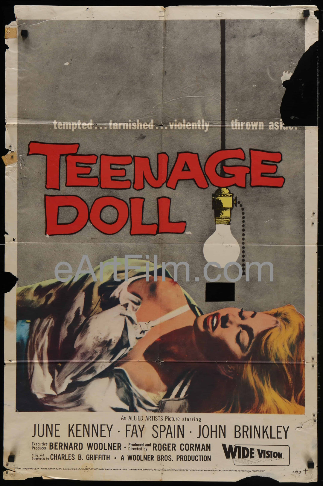 eArtFilm.com U.S One Sheet (27"x41") Teenage Doll-bad girl Fay Spain-Roger Corman's crime film noir-1957-27x41
