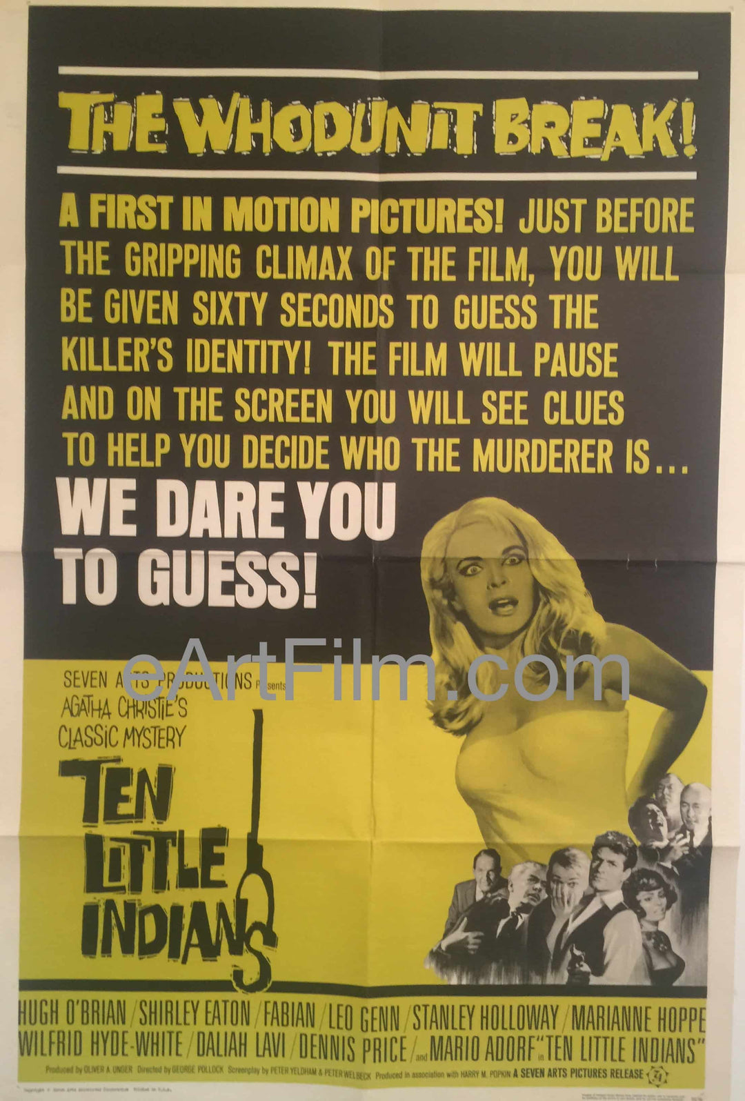 eArtFilm.com U.S One Sheet (27"x41") Ten Little Indians-Shirley Eaton-Fabian-Hugh O'Brian-Daliah Lavi-1966-27x41