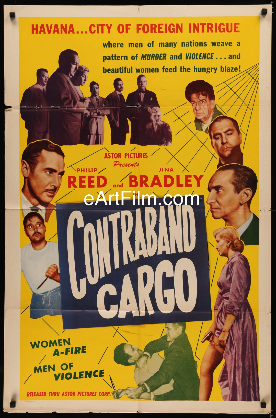 eArtFilm.com U.S One Sheet (27"x41") Thief In Silk aka Contraband Cargo 1953 27x41 Cuban crime noir thriller