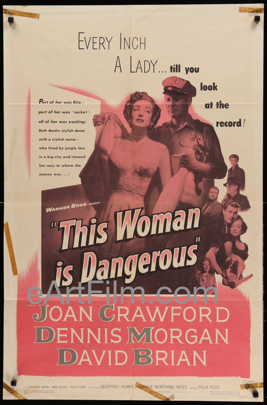 eArtFilm.com U.S One Sheet (27"x41") This Woman Is Dangerous-Joan Crawford-Dennis Morgan-David Brian-27x41-1952