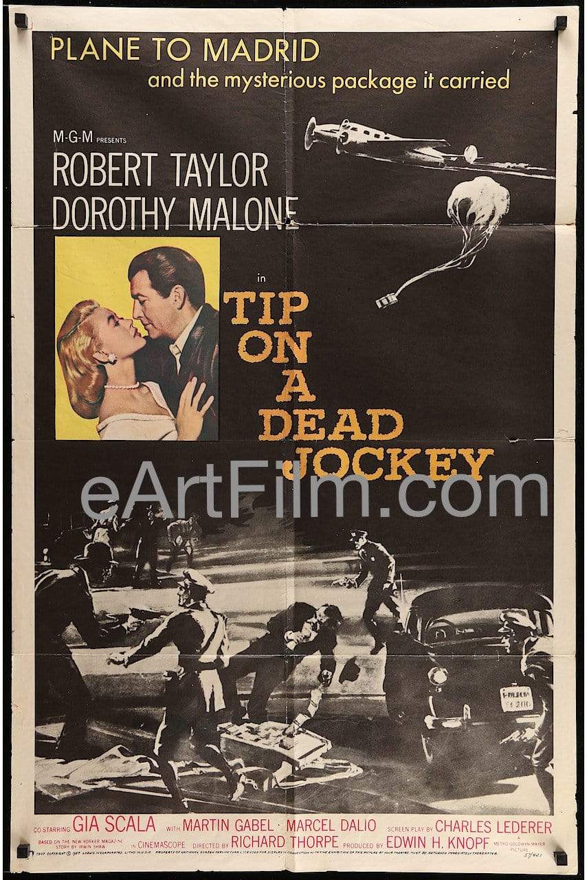 eArtFilm.com U.S One Sheet (27"x41") Tip On A Dead Jockey-1957-27x41-Dorothy Malone-Robert Taylor