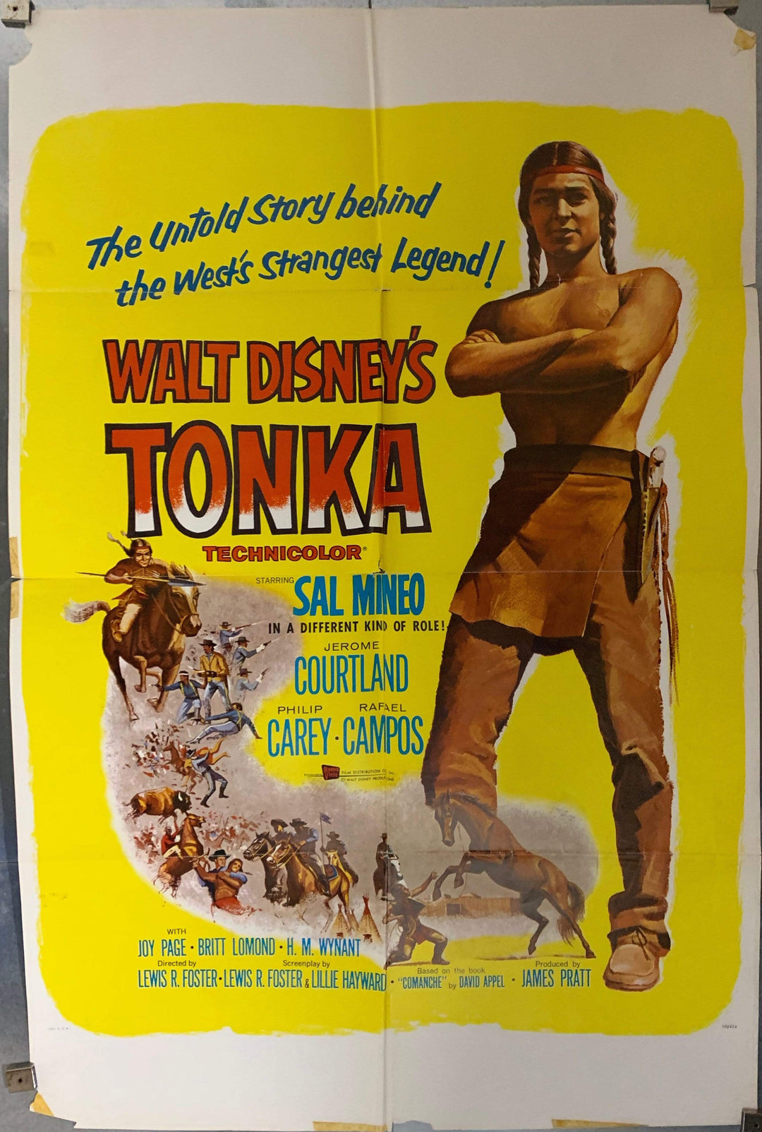 eArtFilm.com U.S One Sheet (27"x41") Tonka 1958 27x41 Sal Mineo Walt Disney Native American Indian thriller