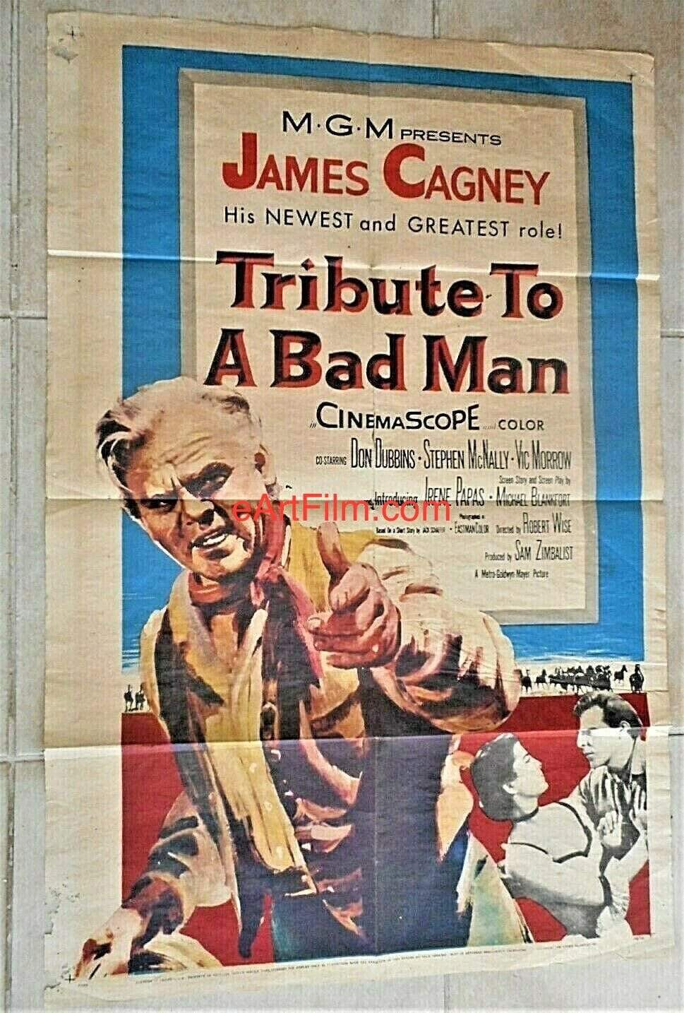 eArtFilm.com U.S One Sheet (27"x41") Tribute To A Bad Man 1956 27x41 James Cagney director Robert Wise western