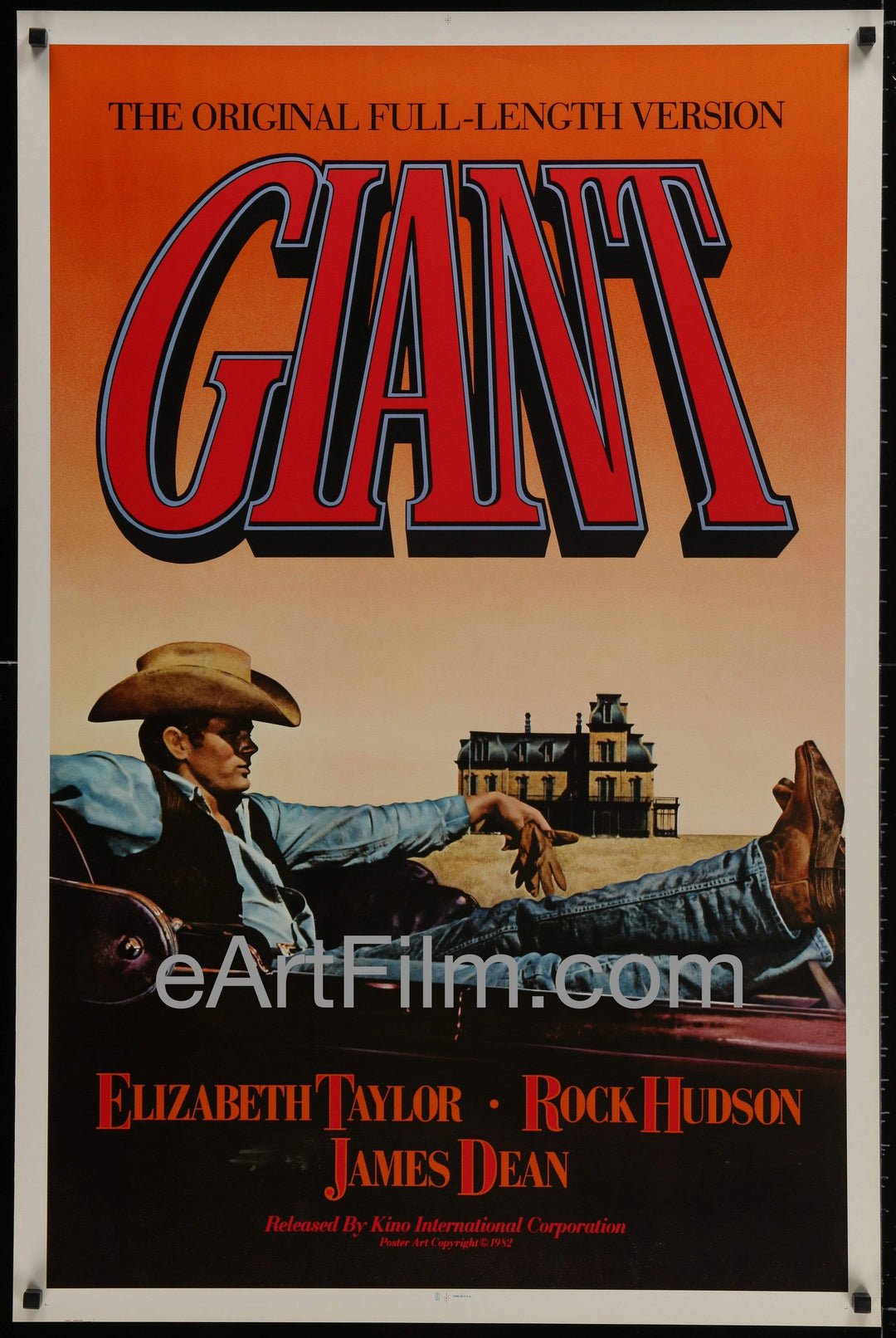 eArtFilm.com U.S One Sheet (27"x41'') Unfolded Giant original movie poster unfolded R1983 27x41 James Dean Elizabeth Taylor