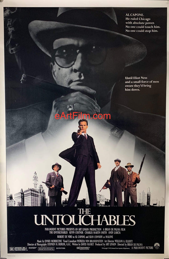 eArtFilm.com U.S One Sheet (27"x41") Unfolded Untouchables 1987 27x41 unfolded Costner-De Niro-Connery-De Palma-Capone