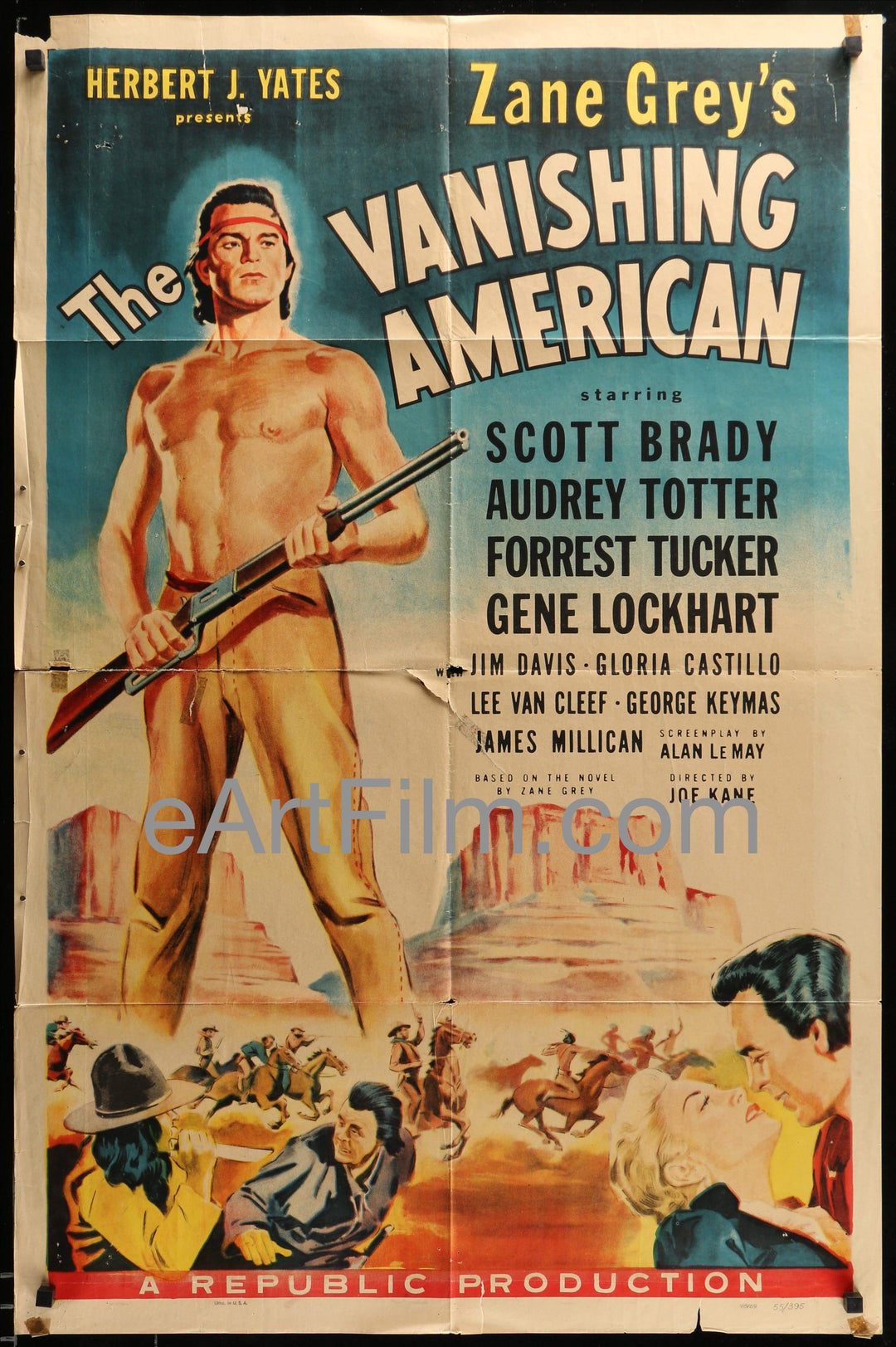 eArtFilm.com U.S One Sheet (27"x41'') Vanishing American-Scott Brady-Lee Van Cleef-Jay Silverheels-Gene Lockhart-1955