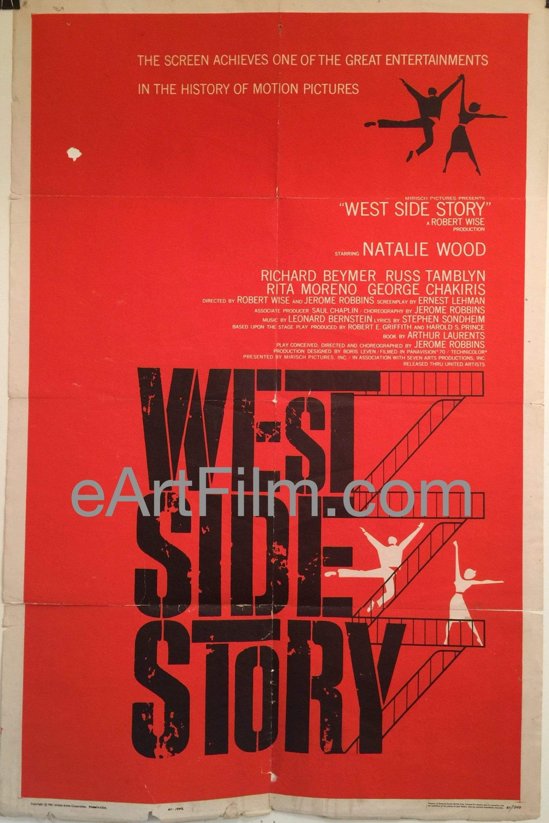 eArtFilm.com U.S One Sheet (27"x41") West Side Story original movie poster 1961 Natalie Wood Rita Moreno 27x41