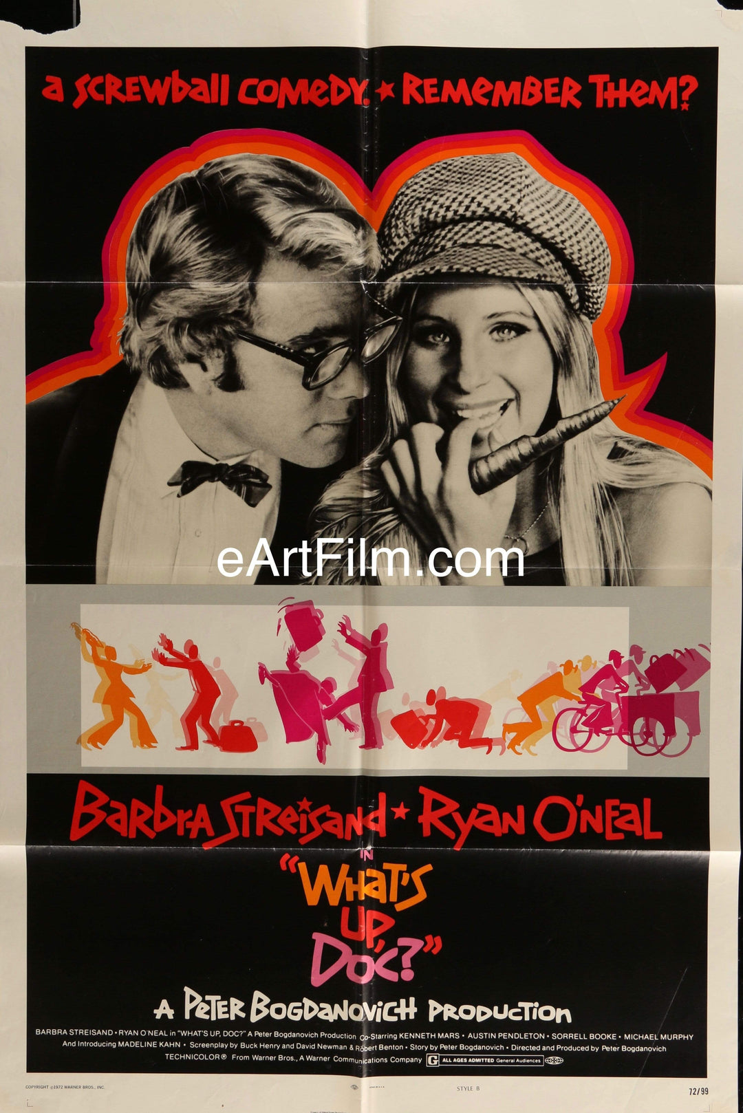 eArtFilm.com U.S One Sheet (27"x41") What's Up Doc? 1972 27x41 Barbra Streisand Ryan O'Neal screwball comedy
