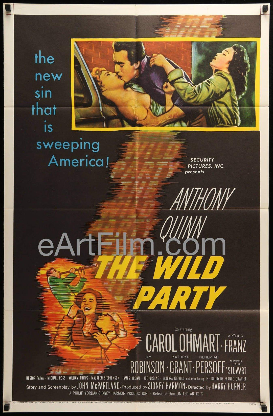eArtFilm.com U.S One Sheet (27"x41") Wild Party-1956-Anthony Quinn-Beatnik Film Noir Crime Thriller-27x41