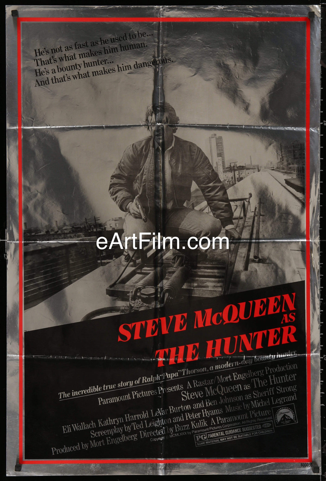 eArtFilm.com U.S One Sheet (27"x41") with foil The Hunter 1980 27x41 striking on foil Steve McQueen Eli Wallach Ben Johnson