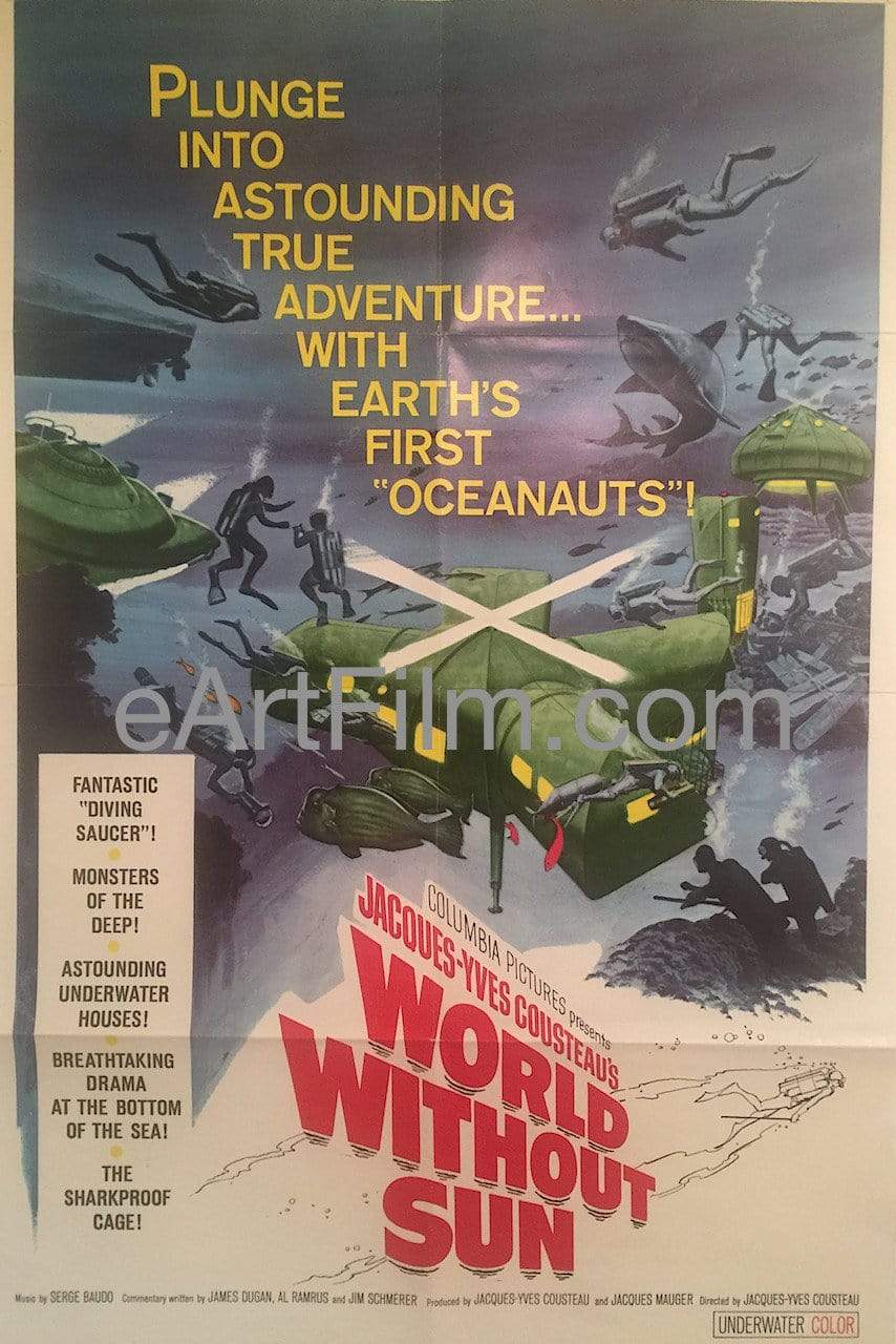 eArtFilm.com U.S One Sheet (27"x41") World Without Sun-1964-Jacques-Yves Cousteau undersea documentary-27x41