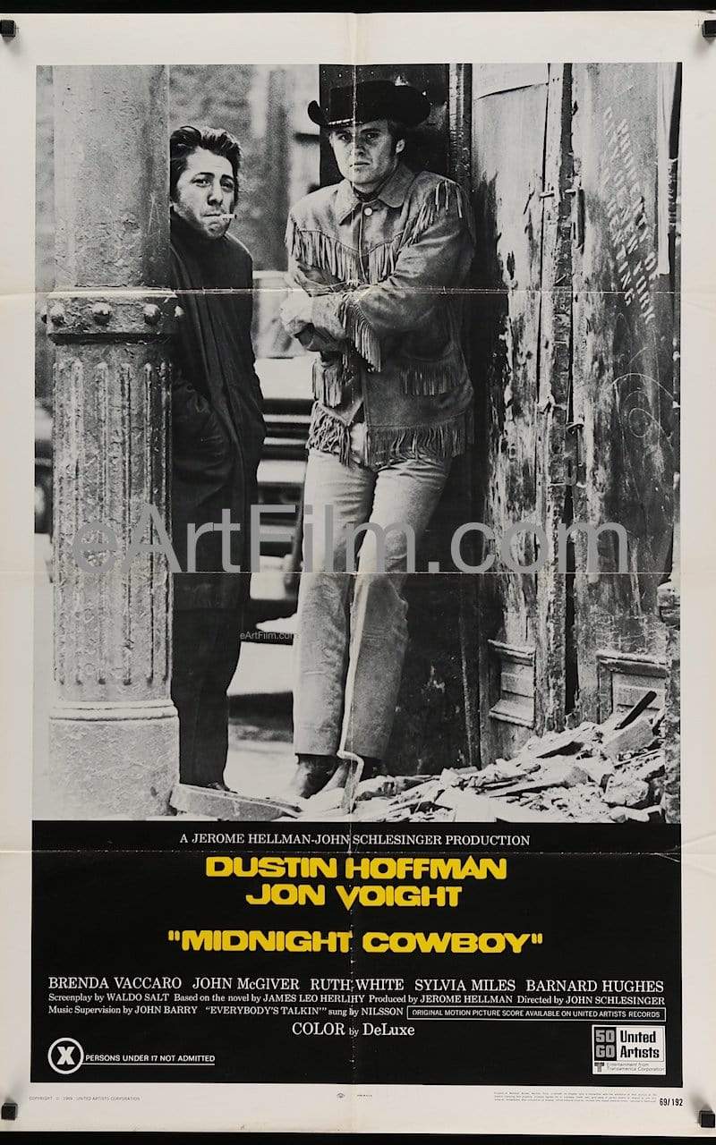 eArtFilm.com U.S One Sheet (27"x41") "X" Rated Midnight Cowboy 1969 27x40 Original U.S X Rated One Sheet Voight Hoffman