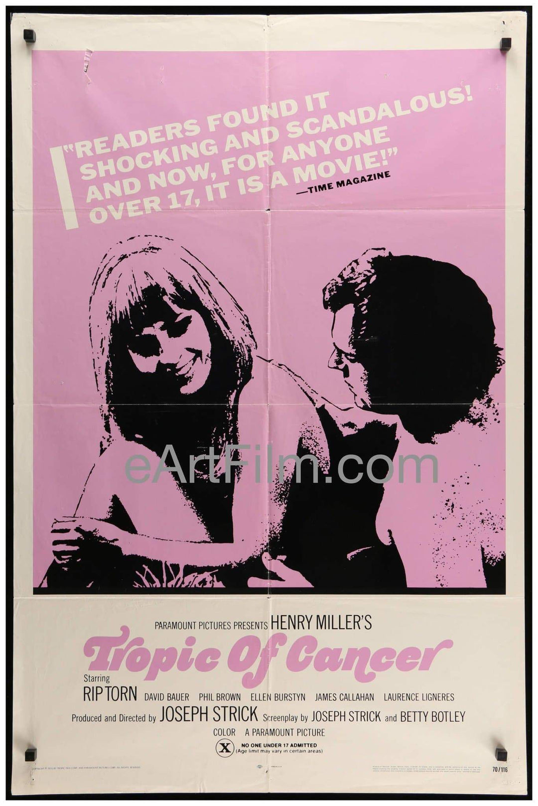 eArt/Film U.S One Sheet (27"x41") "X" Rated Tropic Of Cancer 1970 27x41 Vintage US Movie Poster Rip Torn-Ellen Burstyn