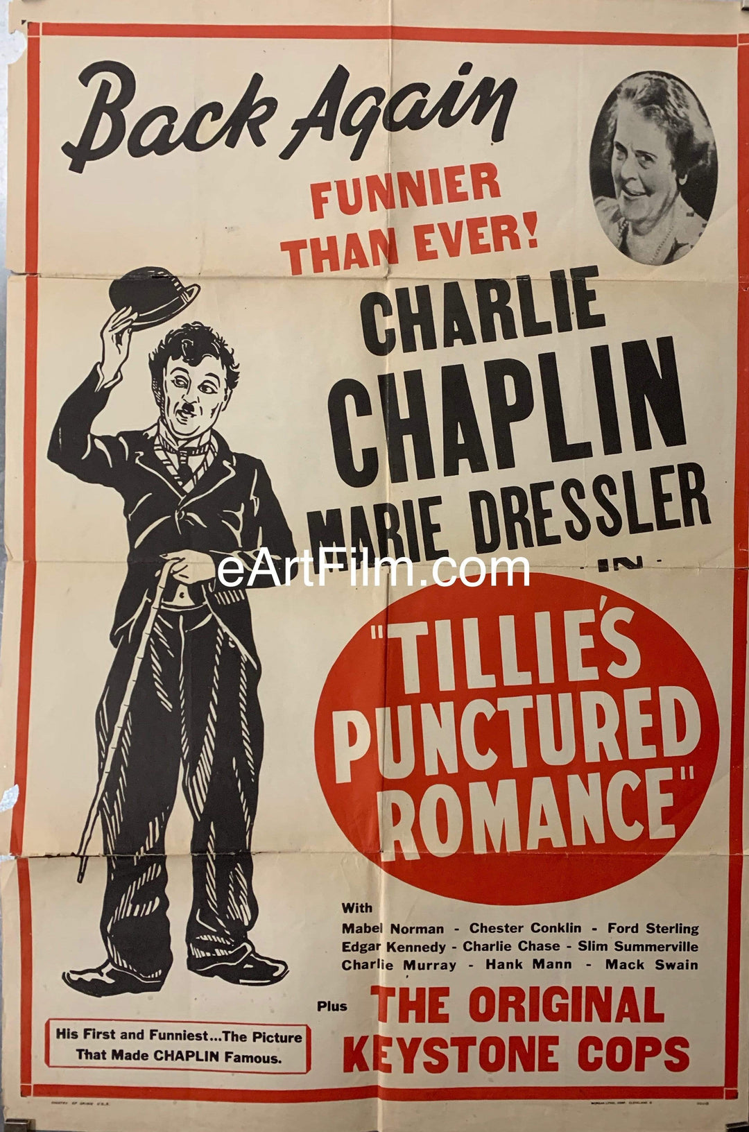 eArtFilm.com U.S One Sheet (28.25"x42.25") Tillie's Punctured Romance R40's 28x42 Charlie Chaplin Keystone Cops