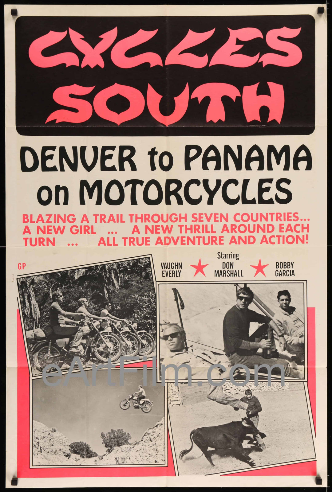 eArtFilm.com U.S One Sheet (28"x42")-Original-Vintage-Movie-Poster Cycles South-Don Marshall's biker action-thriller documentary-1971-28x42