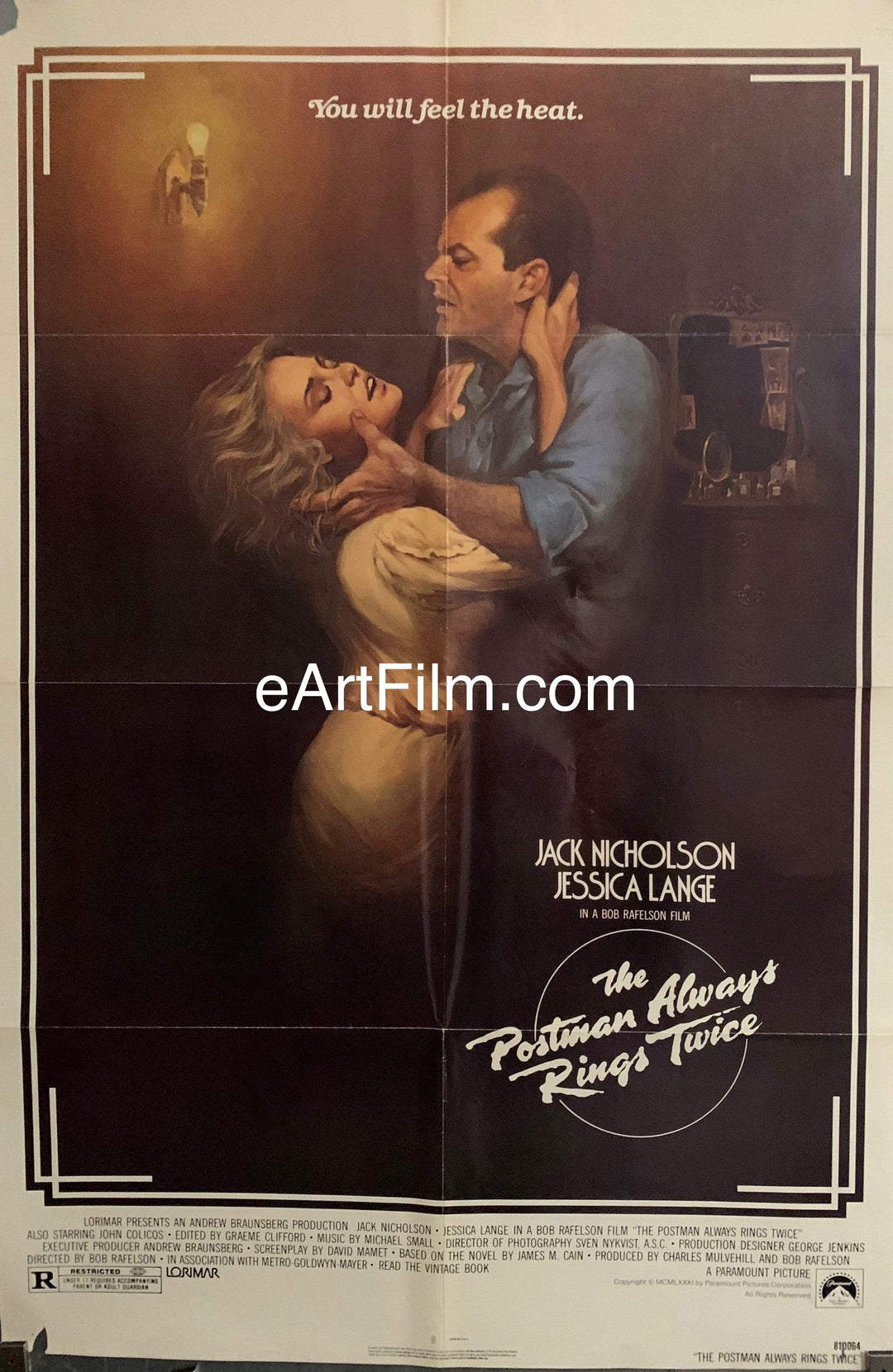 eArtFilm.com U.S One Sheet (29"x41") Postman Always Rings Twice 1981 29x41 Jack Nicholson Jessica Lange