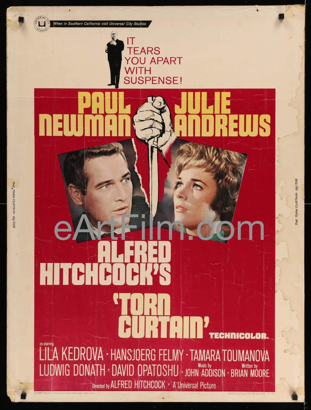 eArtFilm.com U.S One Sheet (30"x40") Torn Curtain-Paul Newman-Julie Andrews-Alfred Hitchcock-30x40-1966