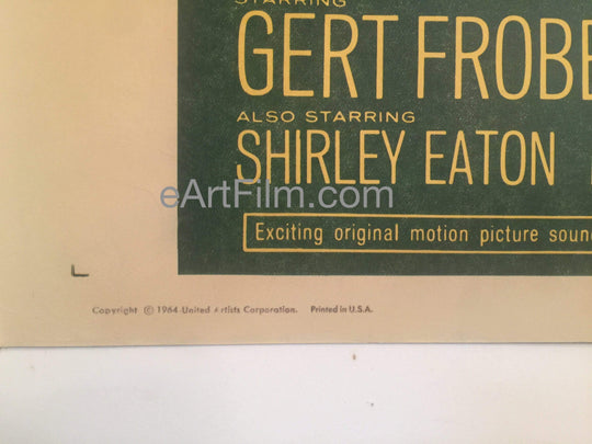 eArtFilm.com U.S One Sheet (30"x40")-Unfolded Goldfinger-Sean Connery-James Bond 007-Gert Frobe-1964-RARE-30x40-paperbacked