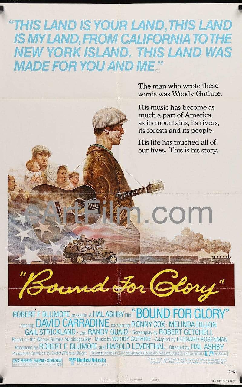 eArtFilm.com U.S One Sheet Style B (27"x41") Bound For Glory 1976 27x41 Hal Ashby David Carradine Woody Guthrie biography