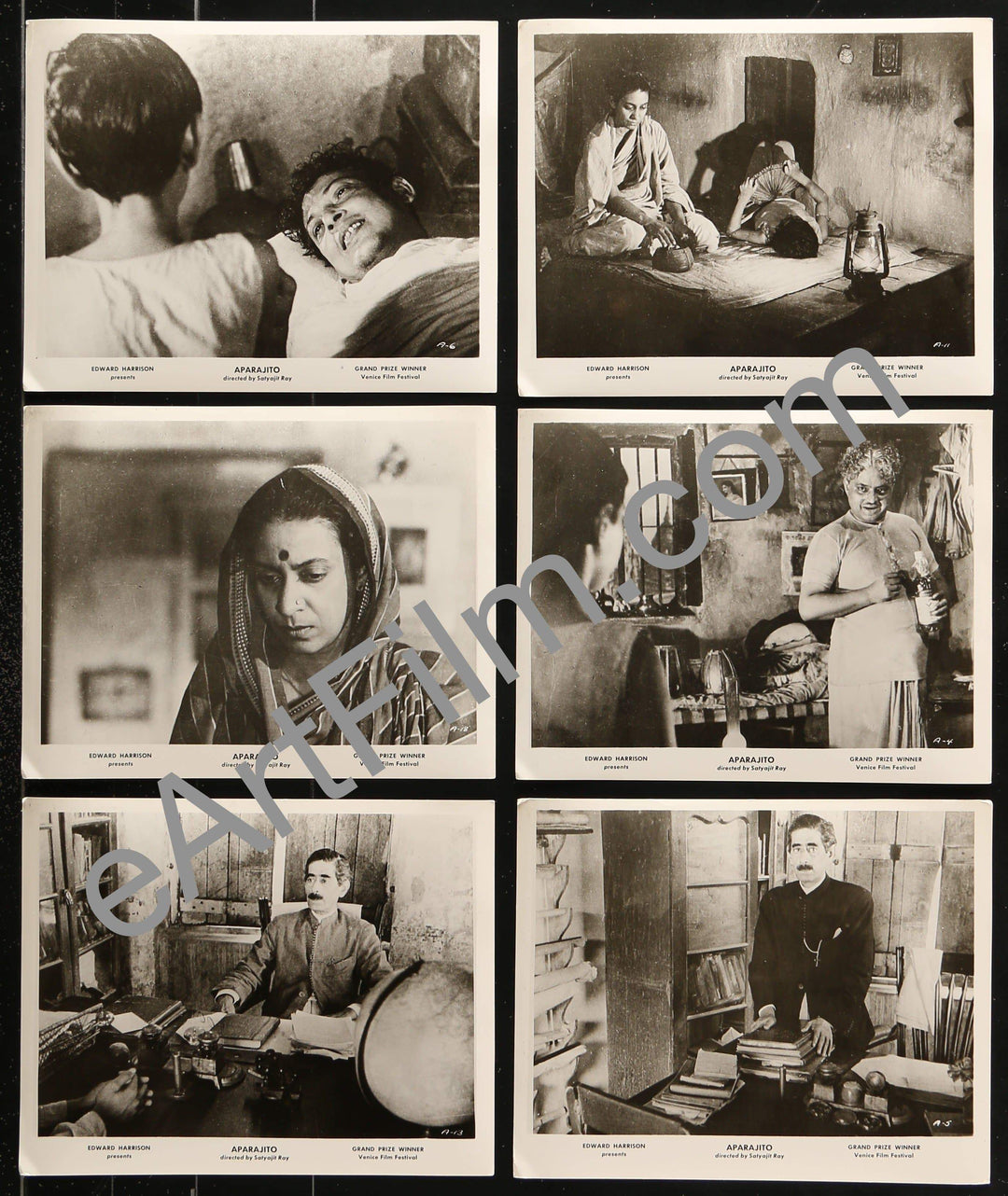 eArtFilm.com U.S Scene Card-8"x10" Aparajito stills Satyajit Ray APU Trilogy 2nd part 1959 6-8x10's