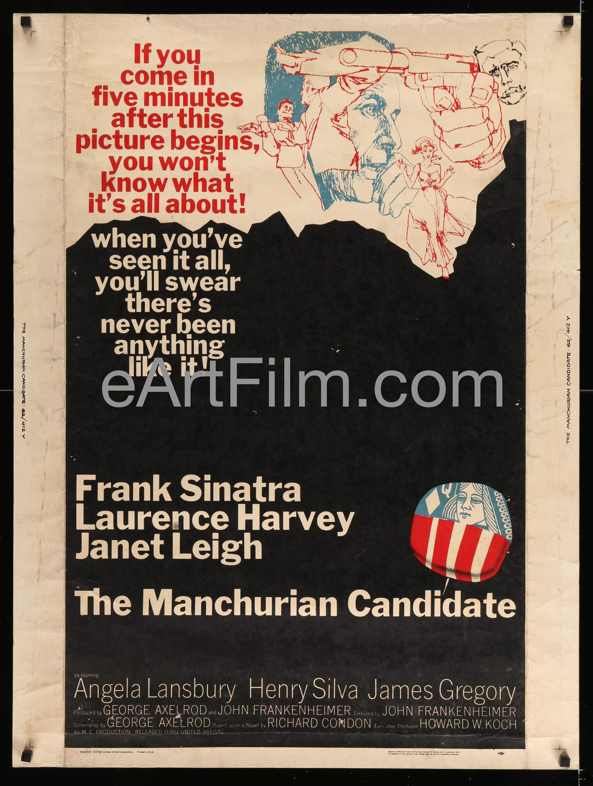Affiche Originale De Film - The Manchurian Candidate (1962) - Sinatra / Leigh - Affiche Française Vintage