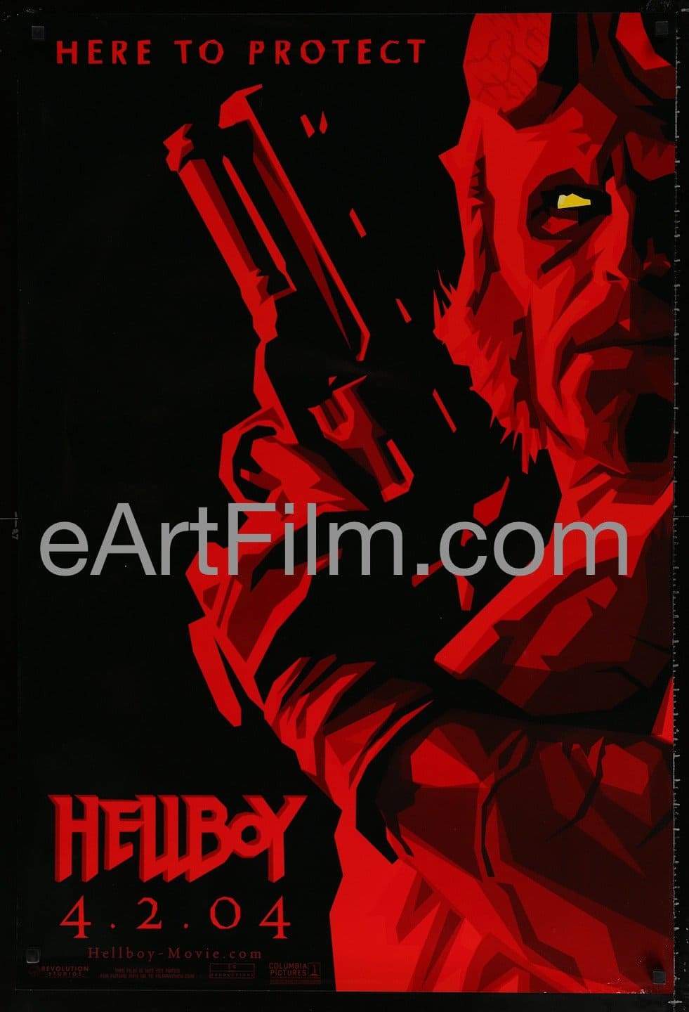 eArtFilm.com U.S Teaser One Sheet (26.75"x39.75") Hellboy-Ron Perlman-John Hurt-Guillermo del Toro-2004-26.75x39.75