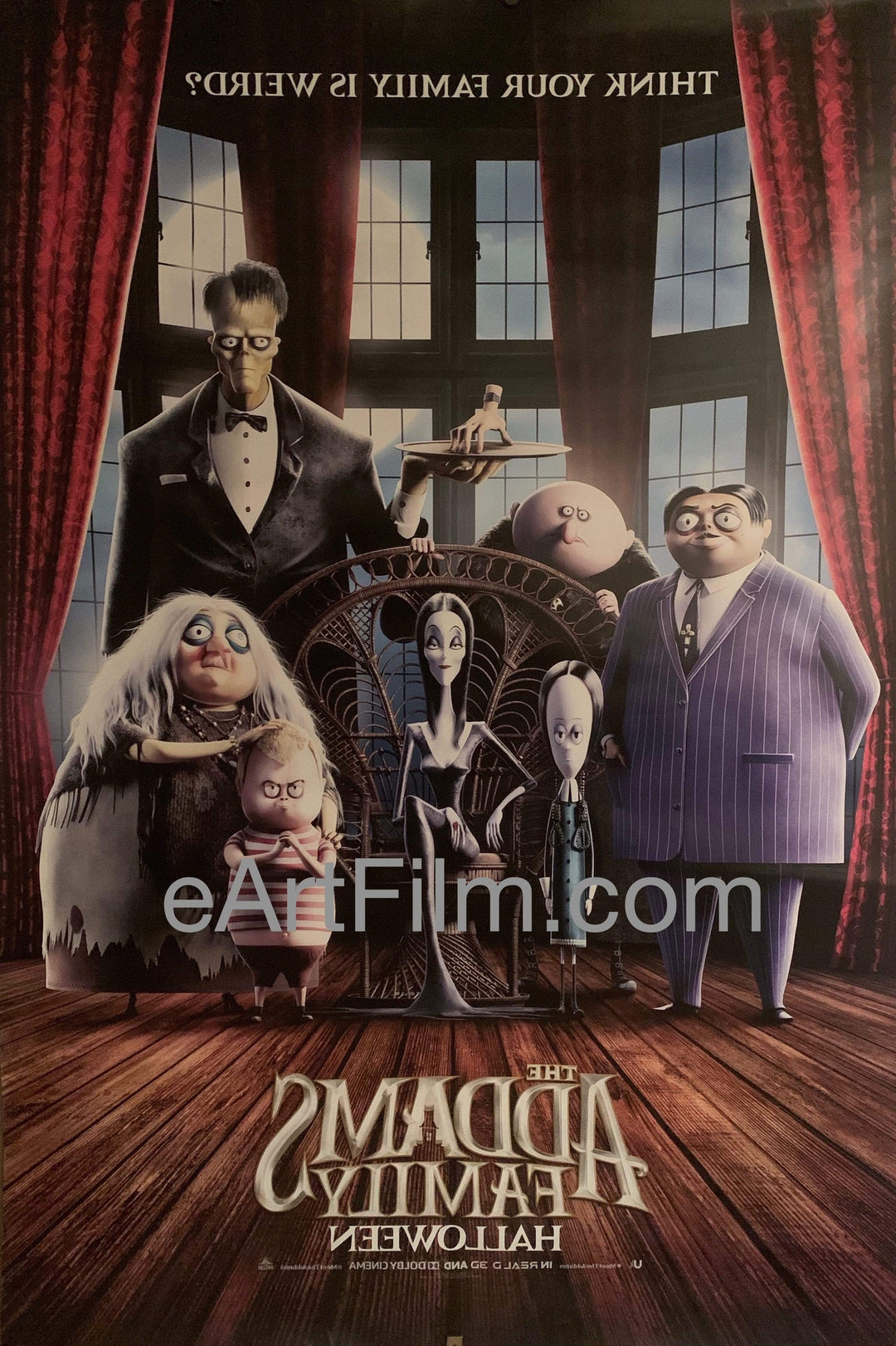 eArtFilm.com U.S Theatrical Release Bus Stop/Shelter Poster approx. 48"x70" Addams Family 2019 48x70 DS Animated eccentric family comedy Charlize Theron